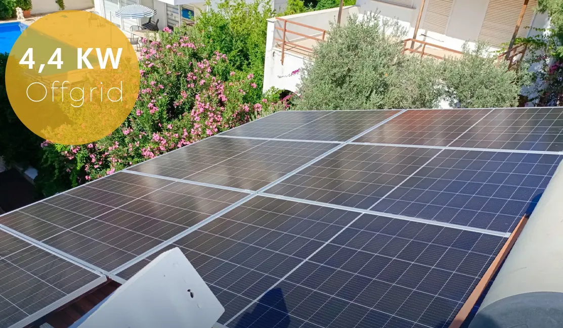 4,4 kW off-grid güneş enerjisi, bahçeli ev
